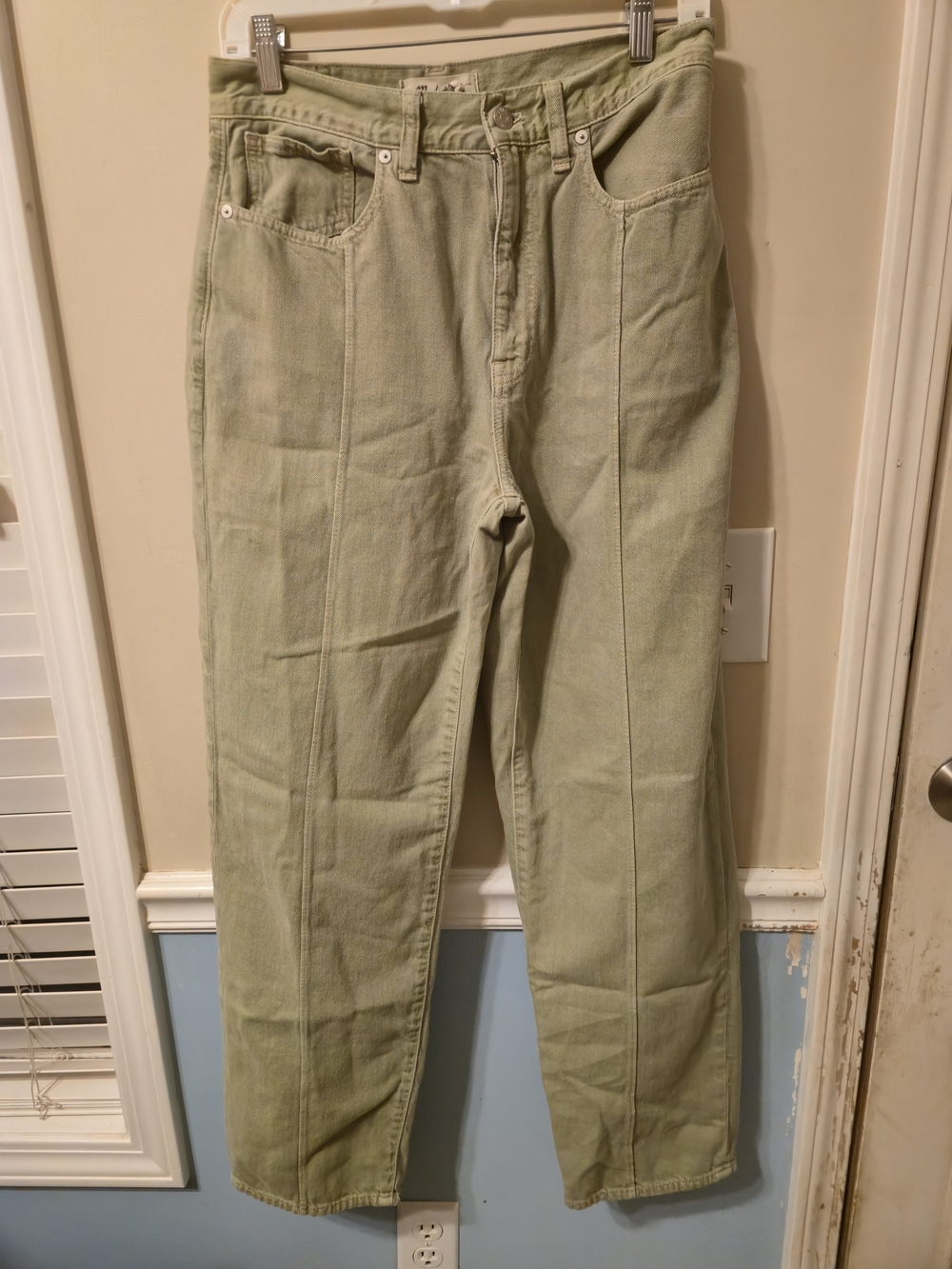Madewell Baggy Straight Jeans in Light Sage Green